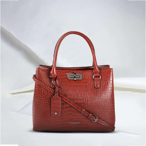 Burgundy Textured Handheld Bag